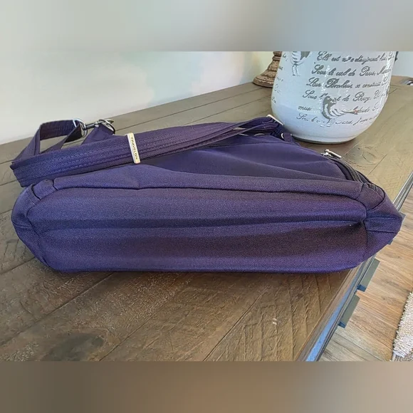 Travelon Anti-Theft Crossbody Bucket Bag In Eggplant Purple - Picture 9 of 10